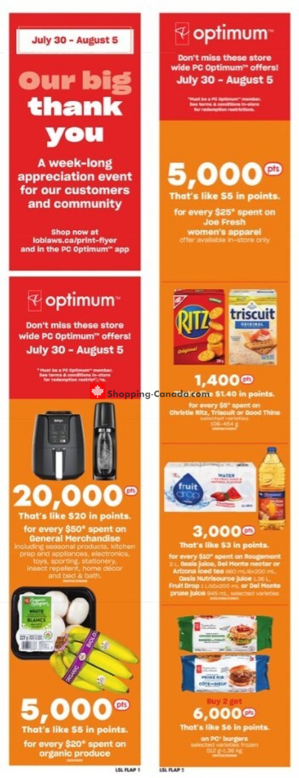 Loblaws flyer from Thursday July 30, 2020 to Wednesday August 5, 2020 - page 1
