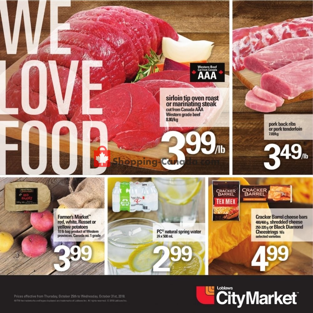 Loblaws flyer from Thursday October 25, 2018 to Wednesday October 31, 2018 - page 1