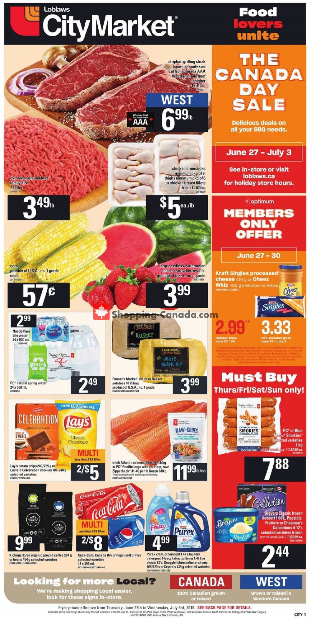 Loblaws flyer from Thursday June 27, 2019 to Wednesday July 3, 2019 - page 1