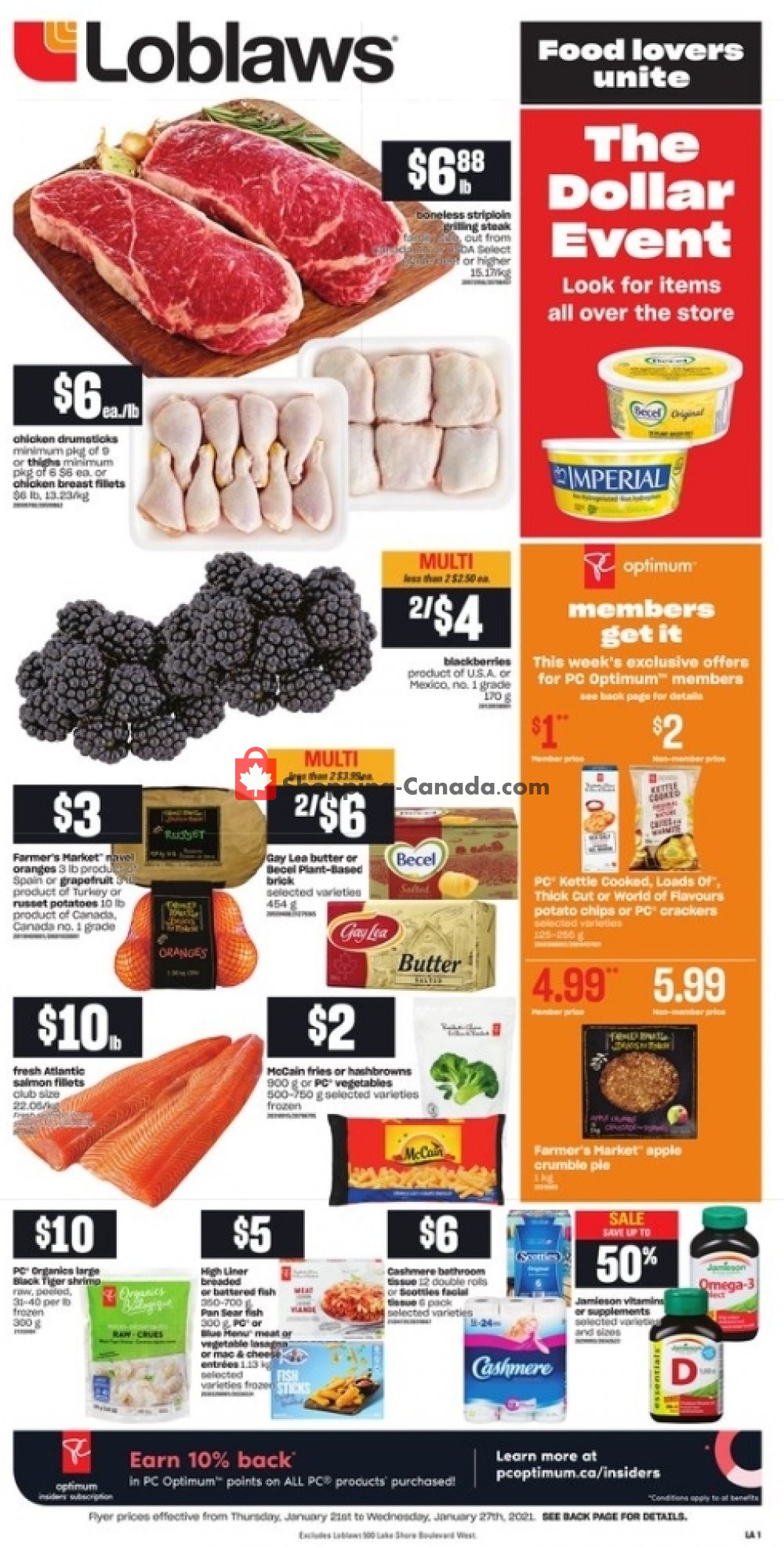 Loblaws flyer from Thursday January 21, 2021 to Wednesday January 27, 2021 - page 1
