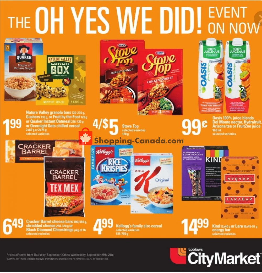 Loblaws flyer from Thursday September 20, 2018 to Wednesday September 26, 2018 - page 2