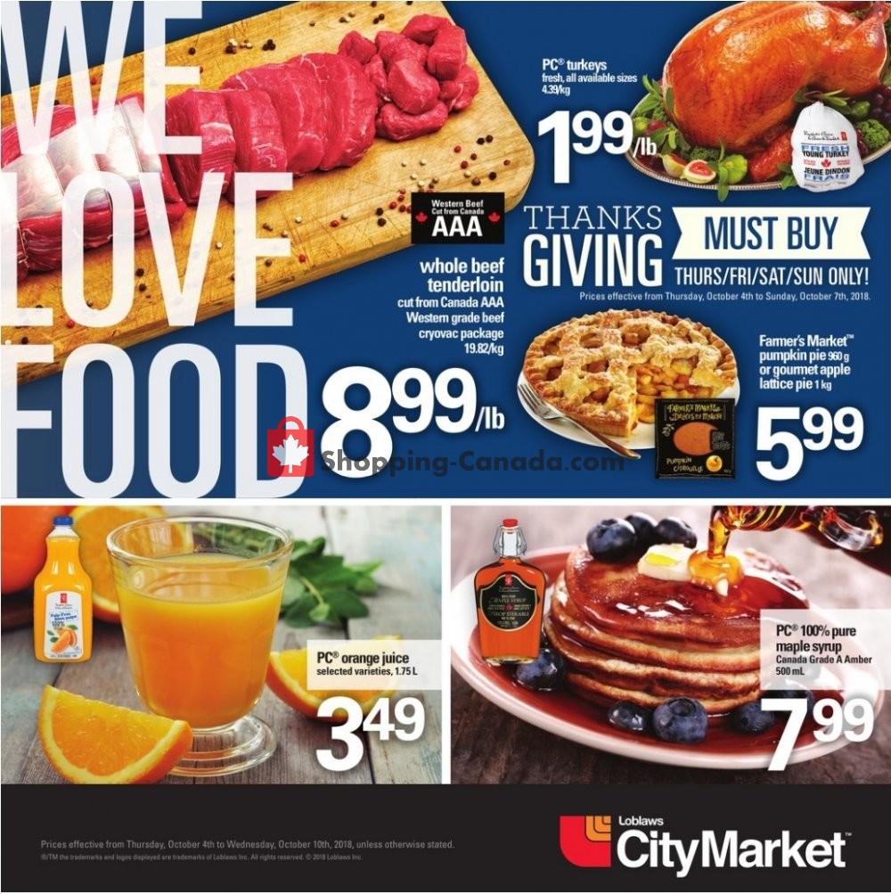 Loblaws flyer from Thursday October 4, 2018 to Wednesday October 10, 2018 - page 1