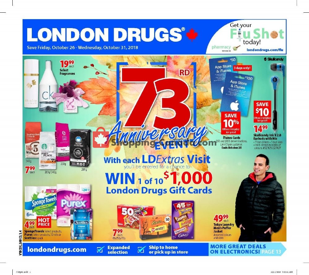 London Drugs flyer from Friday October 26, 2018 to Wednesday October 31, 2018 - page 1