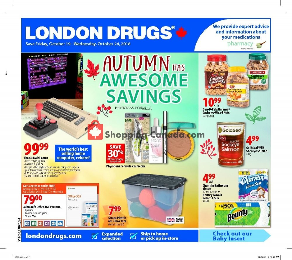 London Drugs flyer from Friday October 19, 2018 to Wednesday October 24, 2018 - page 1