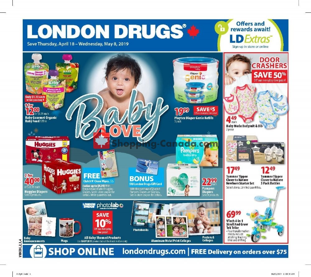 London Drugs flyer from Thursday April 18, 2019 to Wednesday May 8, 2019 - page 1