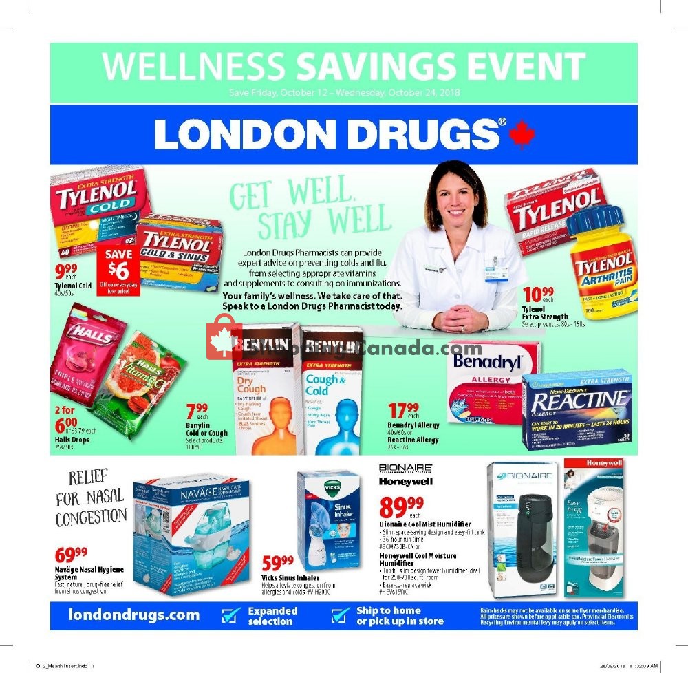 London Drugs flyer from Friday October 12, 2018 to Wednesday October 24, 2018 - page 1