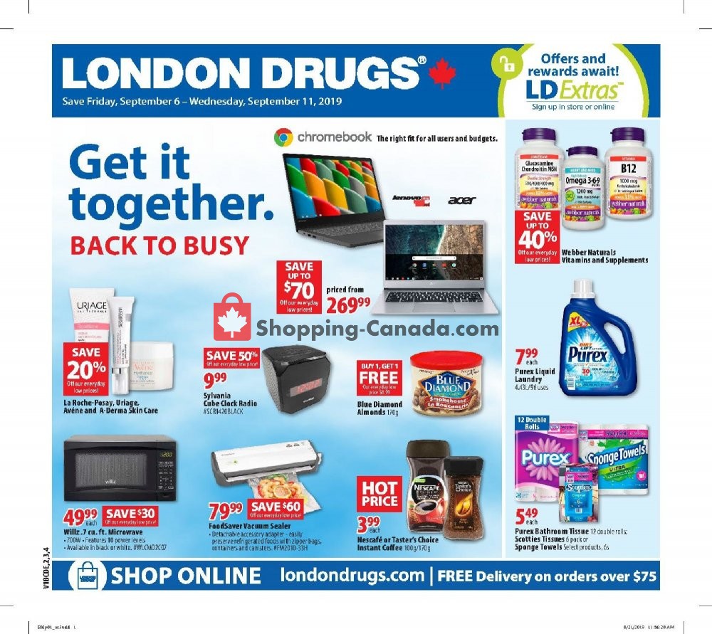 London Drugs flyer from Friday September 6, 2019 to Wednesday September 11, 2019 - page 1