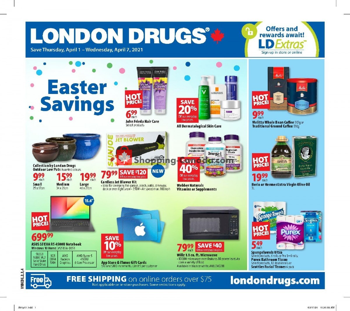 London Drugs flyer from Thursday April 1, 2021 to Wednesday April 7, 2021 - page 1