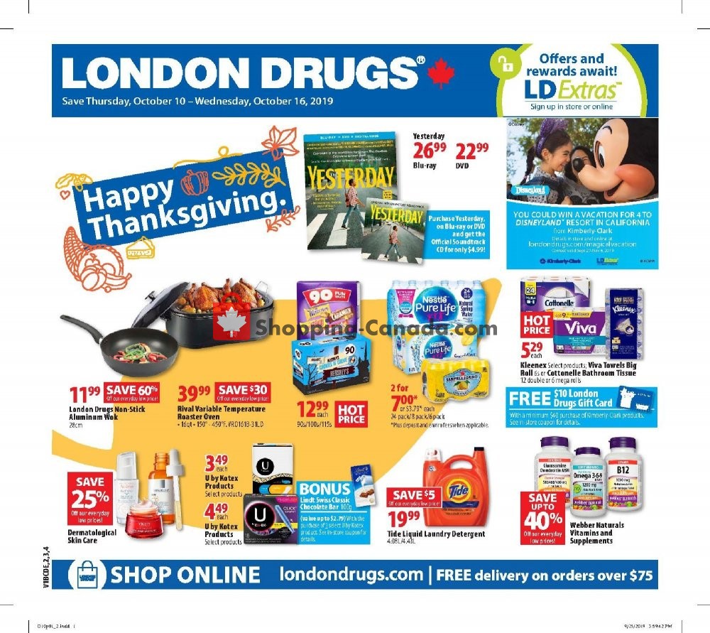 London Drugs flyer from Thursday October 10, 2019 to Wednesday October 16, 2019 - page 1