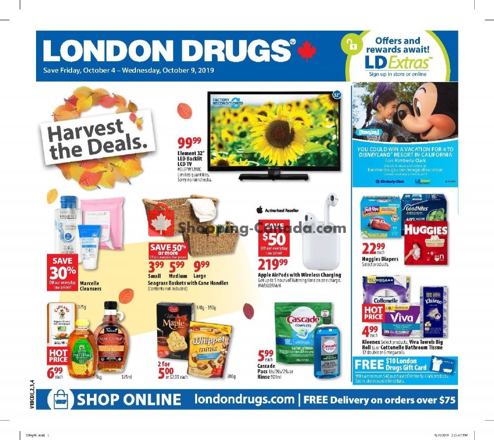 London Drugs flyer from Friday October 4, 2019 to Wednesday October 9, 2019 - page 1