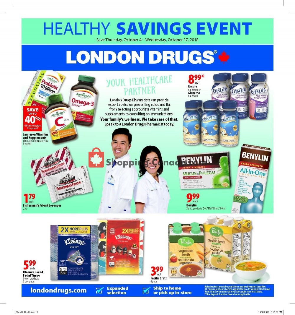 London Drugs flyer from Thursday October 4, 2018 to Wednesday October 17, 2018 - page 1