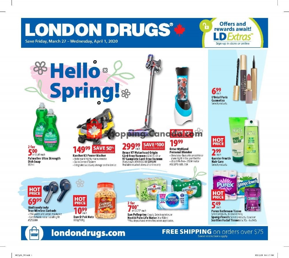 London Drugs flyer from Friday March 27, 2020 to Wednesday April 1, 2020 - page 1