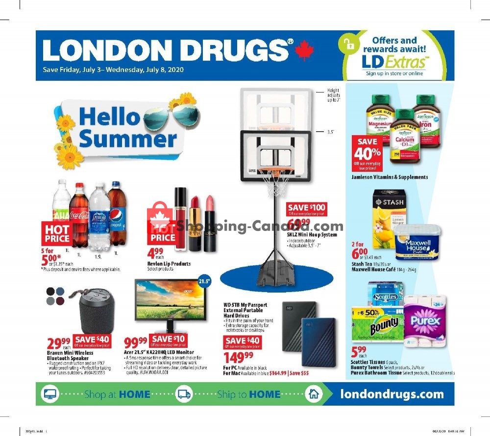 London Drugs flyer from Friday July 3, 2020 to Wednesday July 8, 2020 - page 1