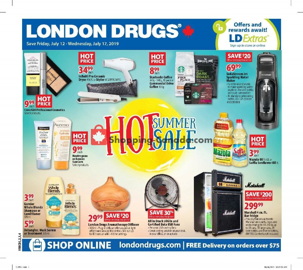 London Drugs flyer from Friday July 12, 2019 to Wednesday July 17, 2019 - page 1