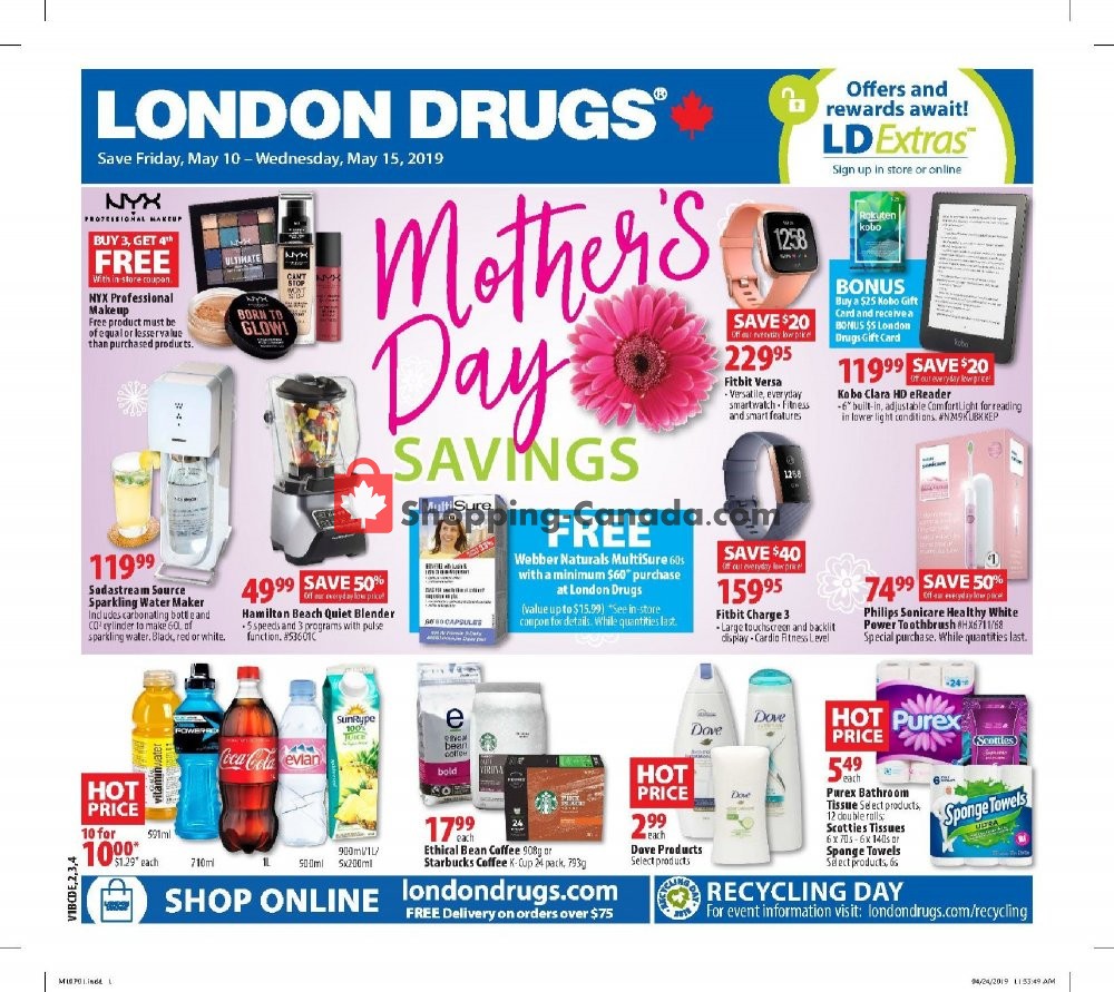 London Drugs flyer from Friday May 10, 2019 to Wednesday May 15, 2019 - page 1