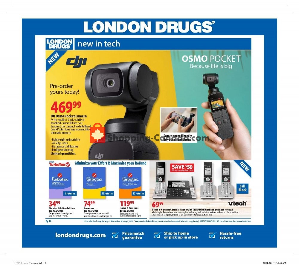 London Drugs flyer from Friday January 4, 2019 to Wednesday January 9, 2019 - page 1