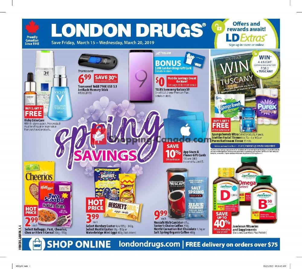 London Drugs flyer from Friday March 15, 2019 to Wednesday March 20, 2019 - page 1