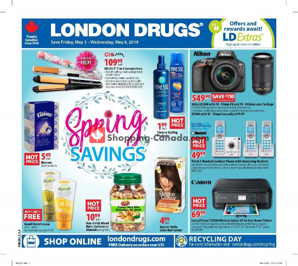 London Drugs flyer from Friday May 3, 2019 to Wednesday May 8, 2019 - page 1