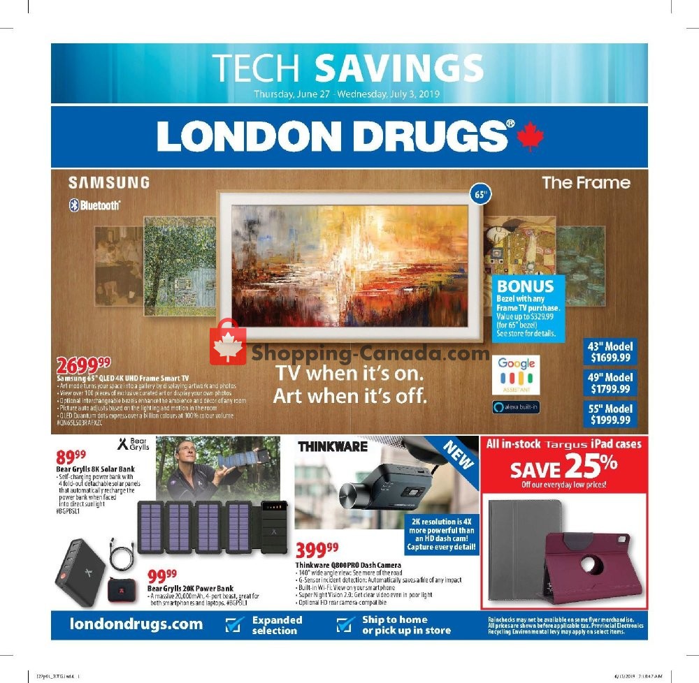 London Drugs flyer from Thursday June 27, 2019 to Wednesday July 3, 2019 - page 1