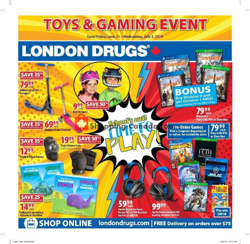 London Drugs flyer from Friday June 21, 2019 to Wednesday July 3, 2019 - page 1