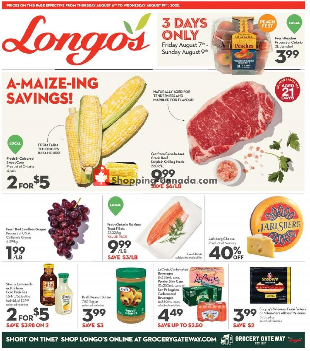 Longo’s flyer from Thursday August 6, 2020 to Wednesday August 19, 2020 - page 1