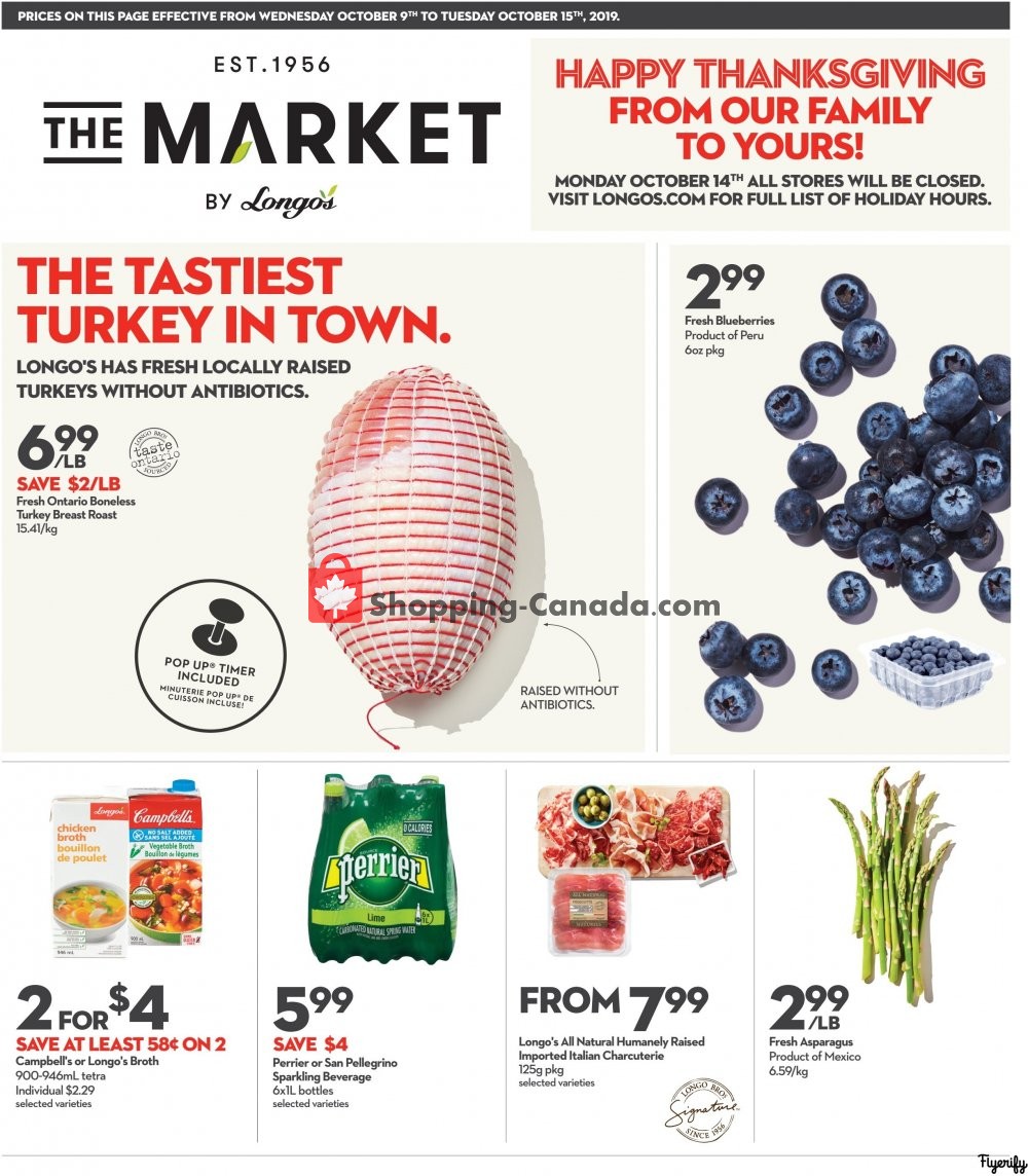 Longo’s flyer from Wednesday October 9, 2019 to Tuesday October 15, 2019 - page 1