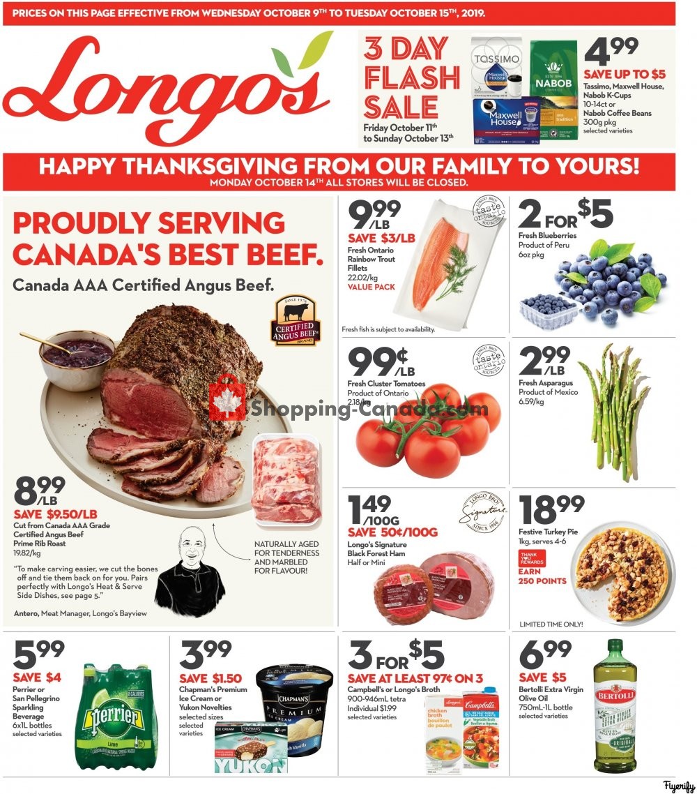 Longo’s flyer from Wednesday October 9, 2019 to Tuesday October 15, 2019 - page 1