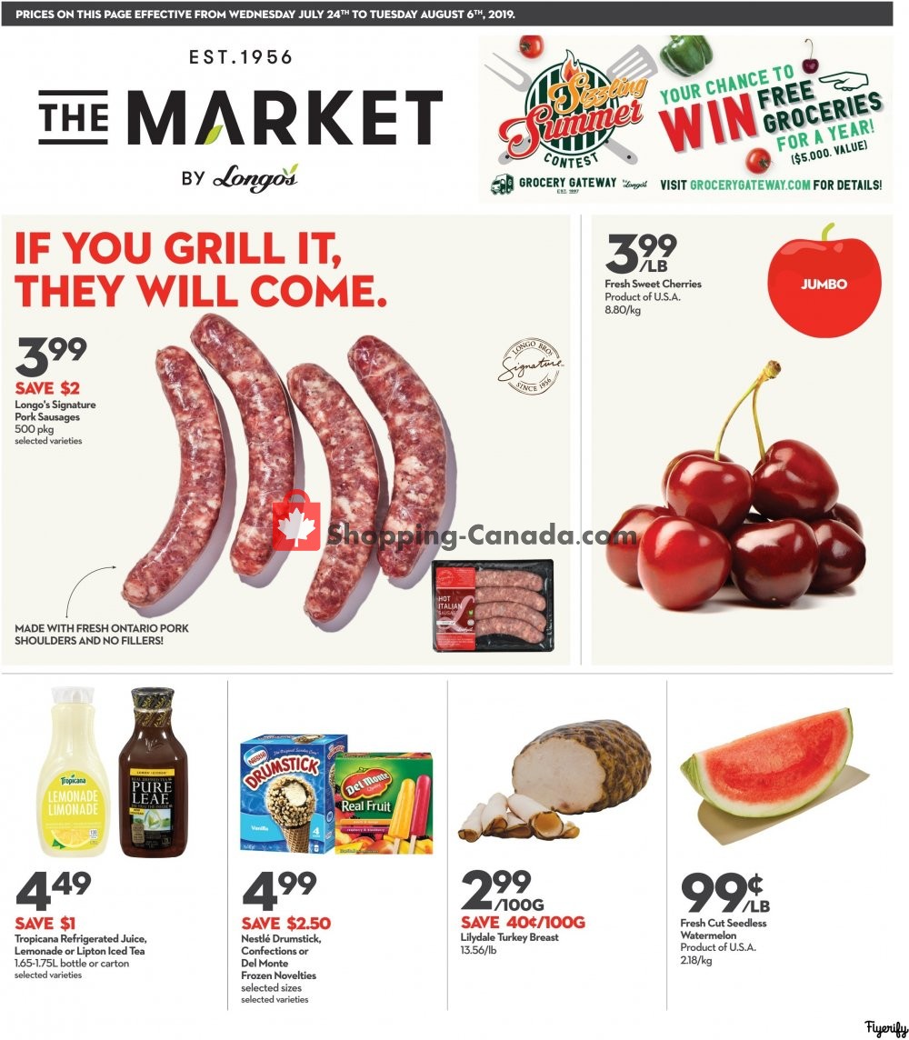Longo’s flyer from Wednesday July 24, 2019 to Tuesday August 6, 2019 - page 1