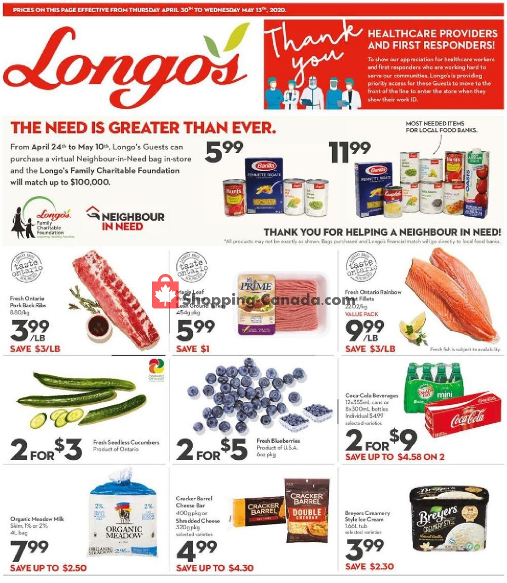 Longo’s flyer from Thursday April 30, 2020 to Wednesday May 13, 2020 - page 1