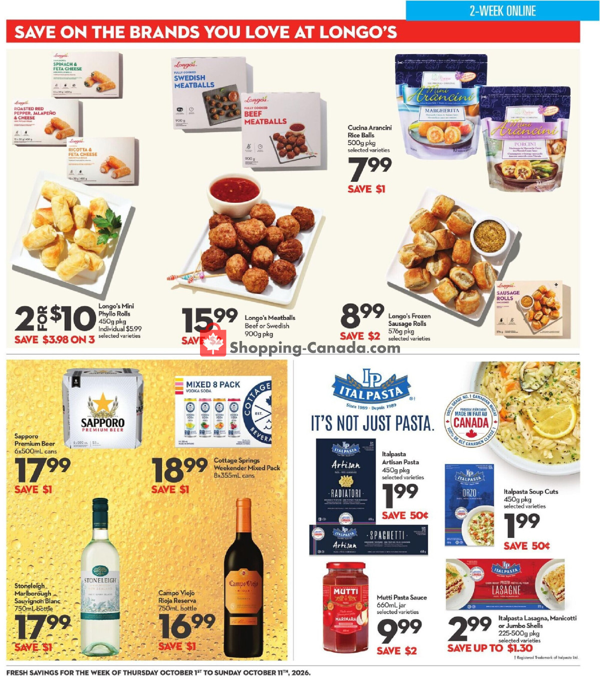 Longo’s flyer from Thursday October 1, 2026 to Sunday October 11, 2026 - page 26