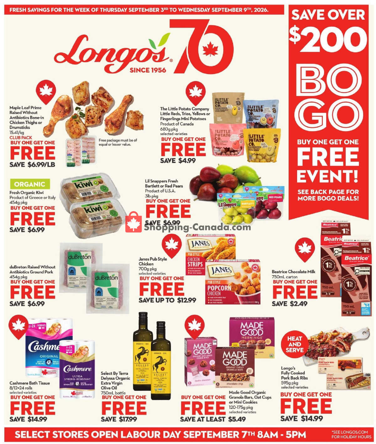 Longo’s flyer from Thursday September 3, 2026 to Wednesday September 9, 2026 - page 1