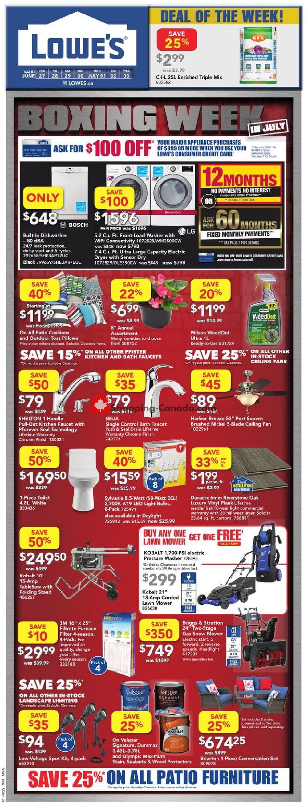 Lowe's flyer from Thursday June 27, 2019 to Wednesday July 3, 2019 - page 1