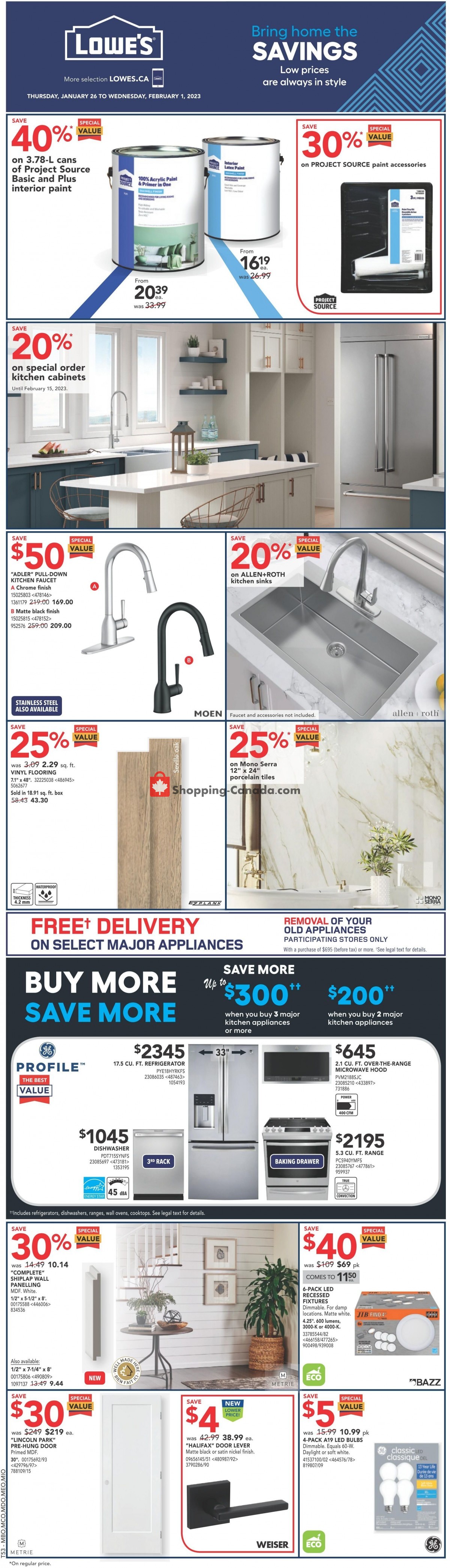 Lowe's flyer from Thursday January 26, 2023 to Wednesday February 1, 2023 - page 1