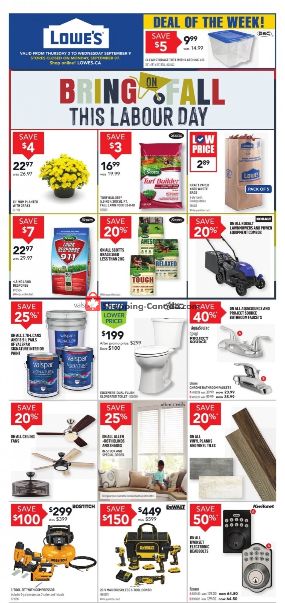Lowe's Canada, flyer (Bring On Fall This Labour Day) September 3