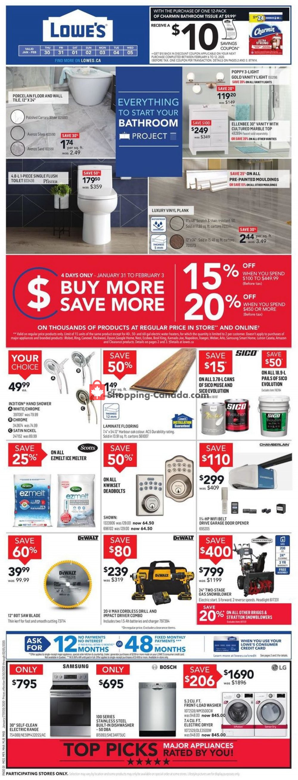 Lowe's flyer from Thursday January 30, 2020 to Wednesday February 5, 2020 - page 1