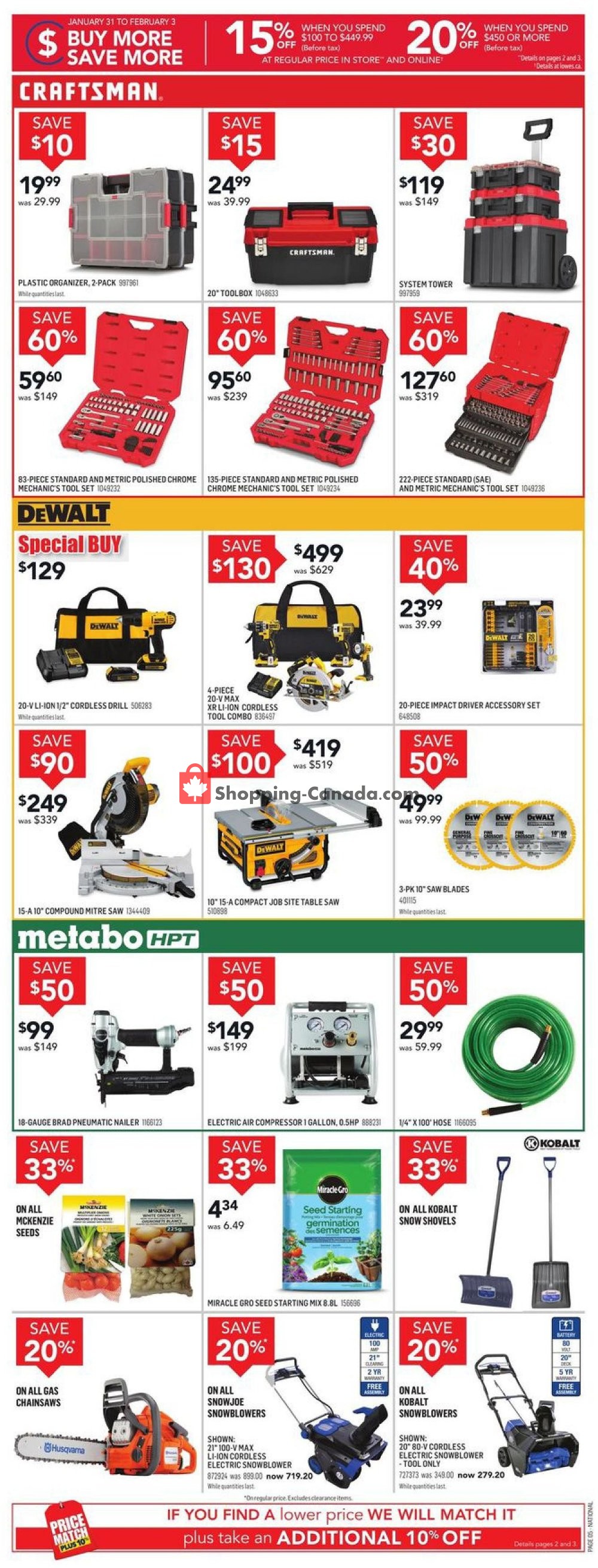 Lowe's Canada, flyer (Buy More Save More BC) January 30 February