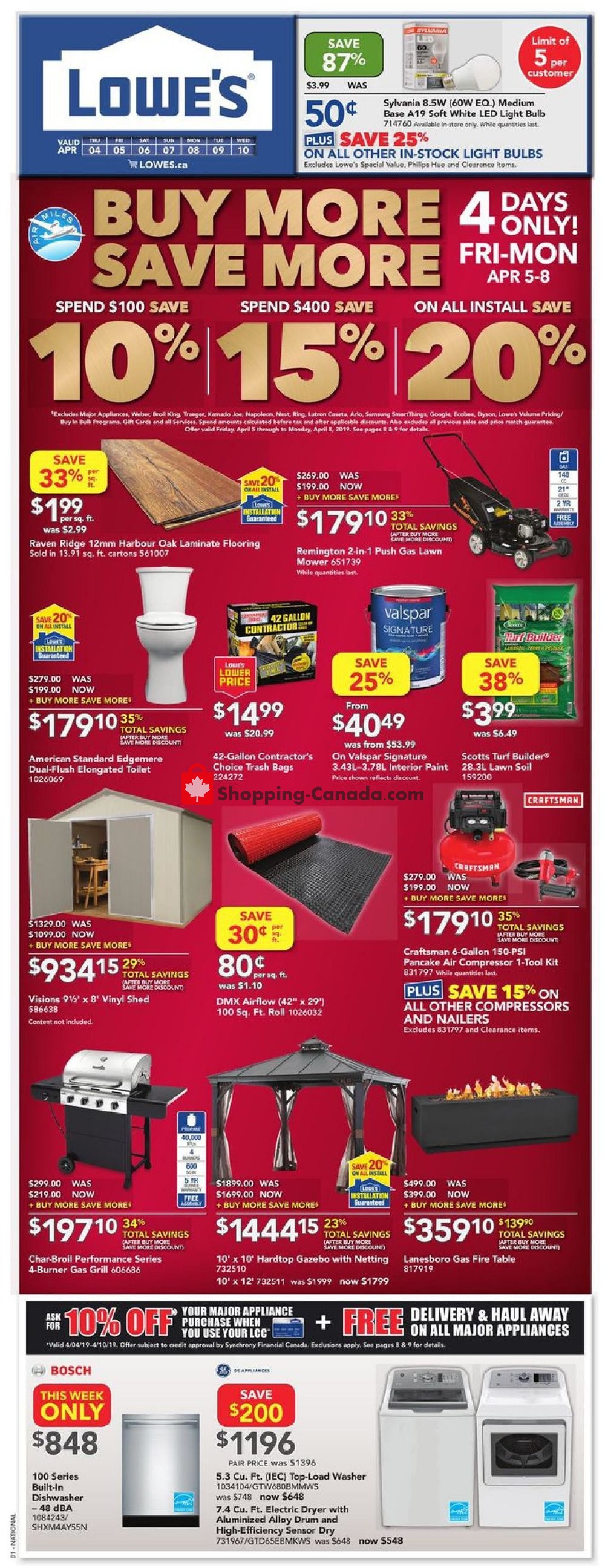 Lowe's Canada, flyer (Buy More Save More West) April 4 April 10