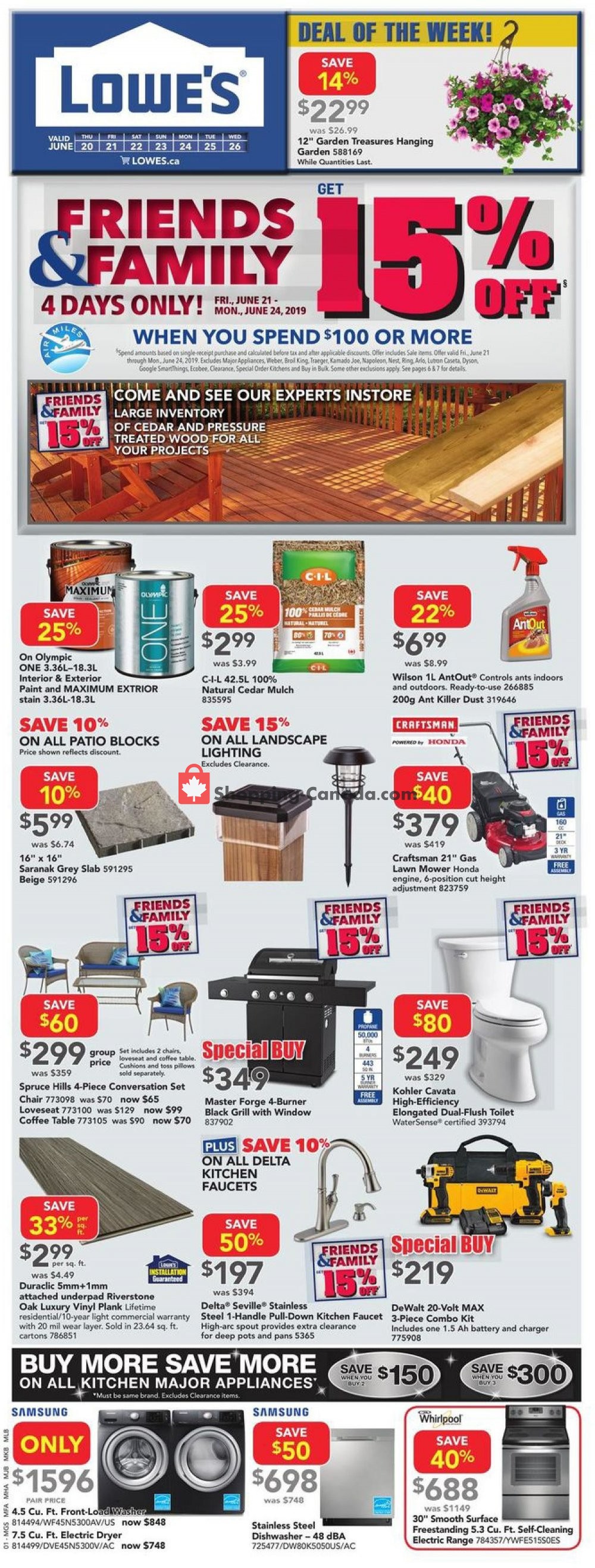 Lowe's flyer from Thursday June 20, 2019 to Wednesday June 26, 2019 - page 1