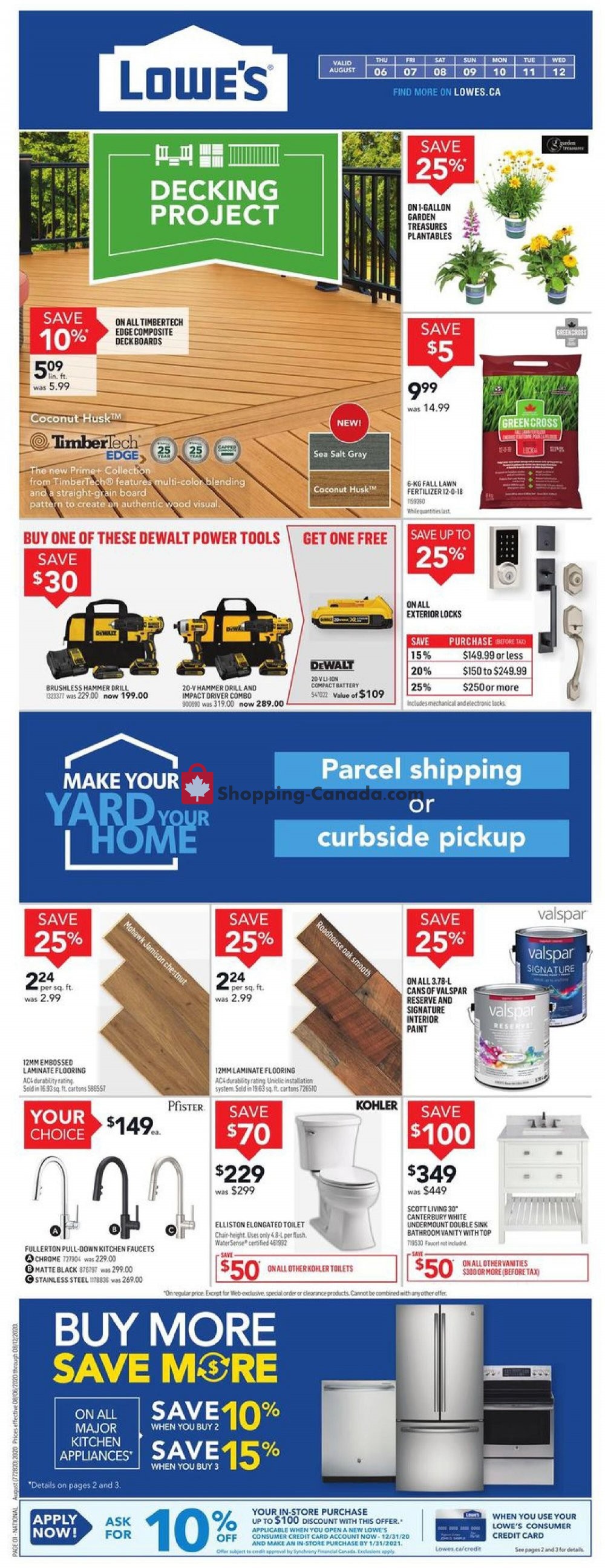 Lowe's Canada, flyer (Decking Project West) August 6 August 12