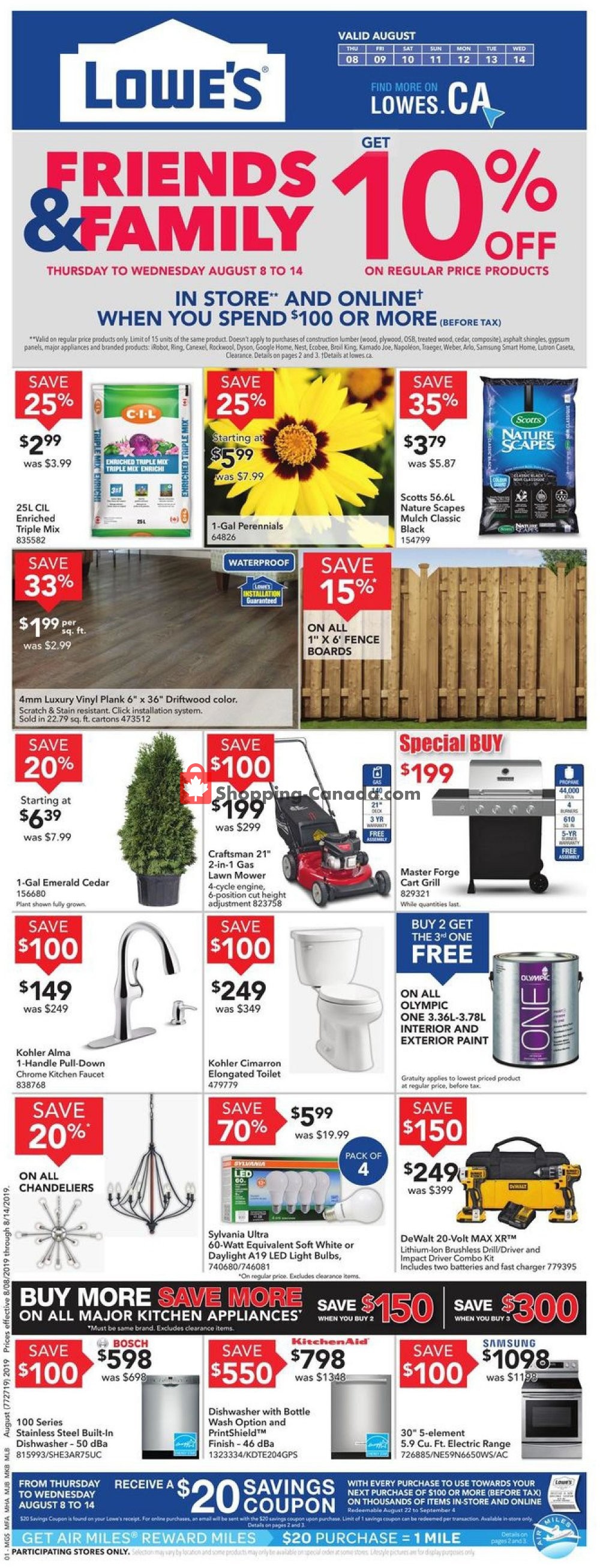 Lowe's flyer from Thursday August 8, 2019 to Wednesday August 14, 2019 - page 1
