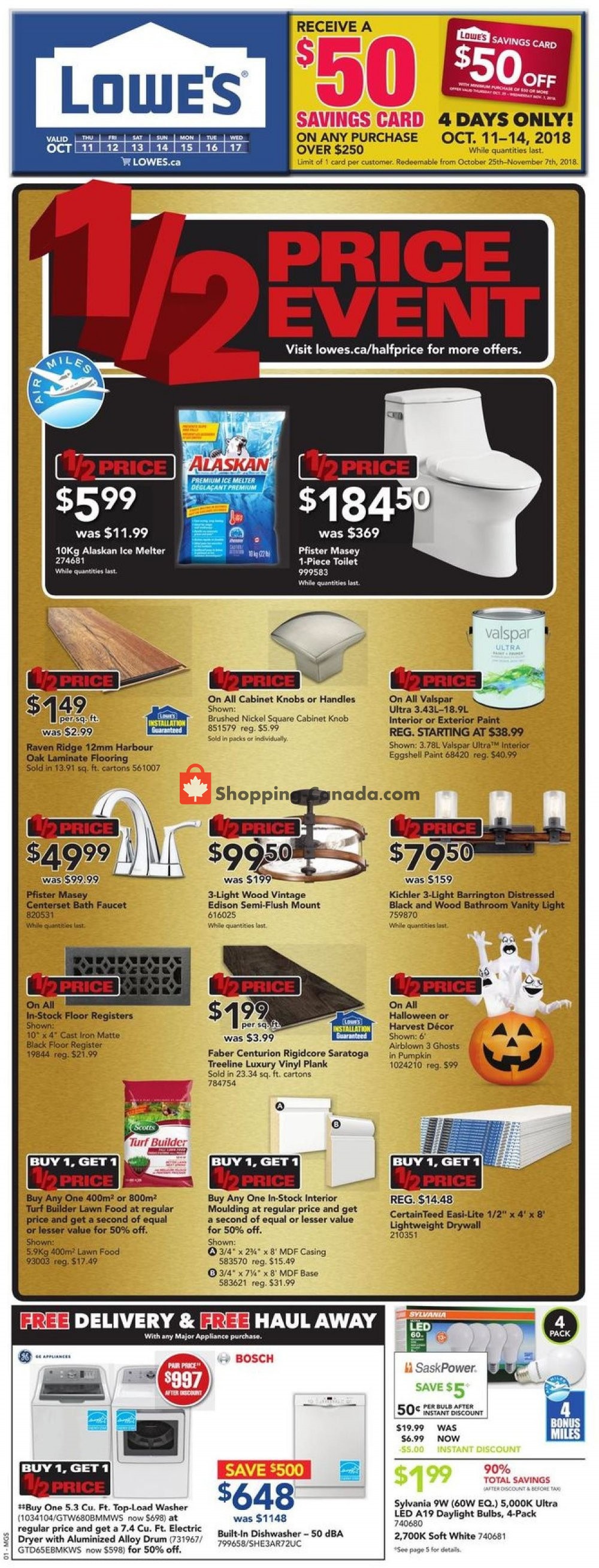 Lowe's flyer from Thursday October 11, 2018 to Wednesday October 17, 2018 - page 1