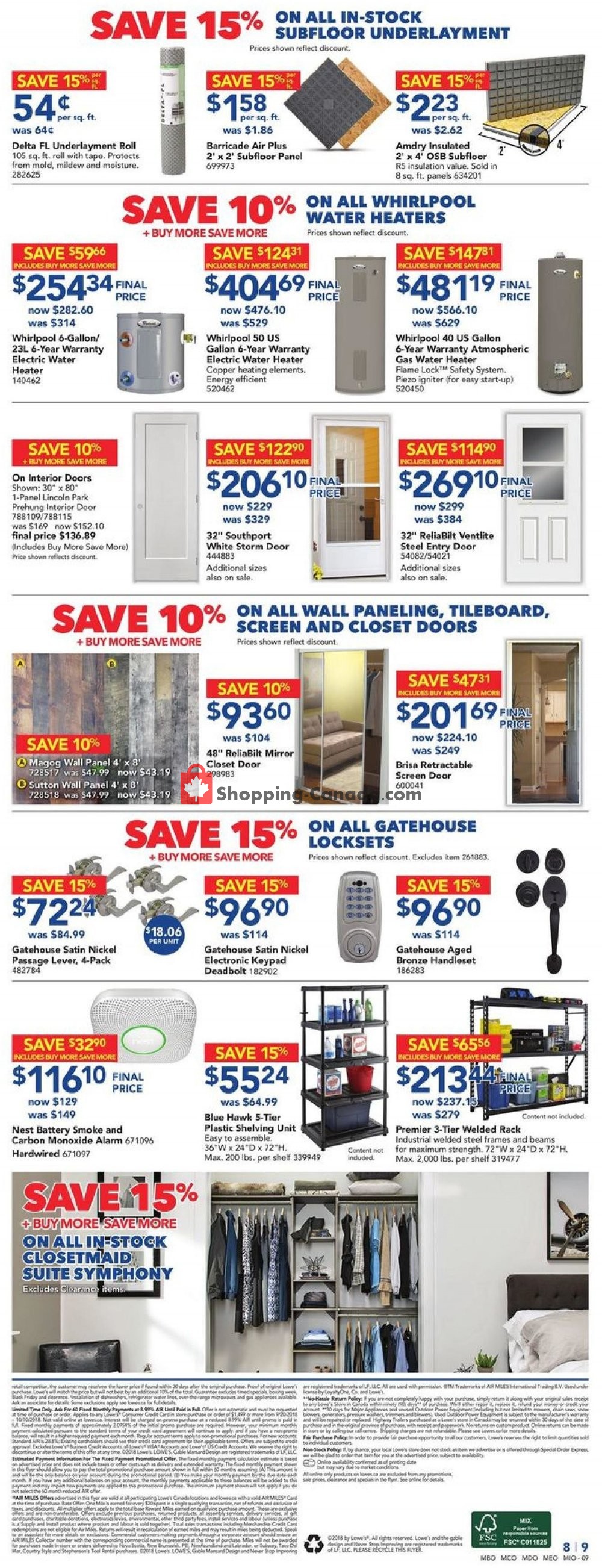 Lowe's flyer from Thursday September 27, 2018 to Wednesday October 3, 2018 - page 9