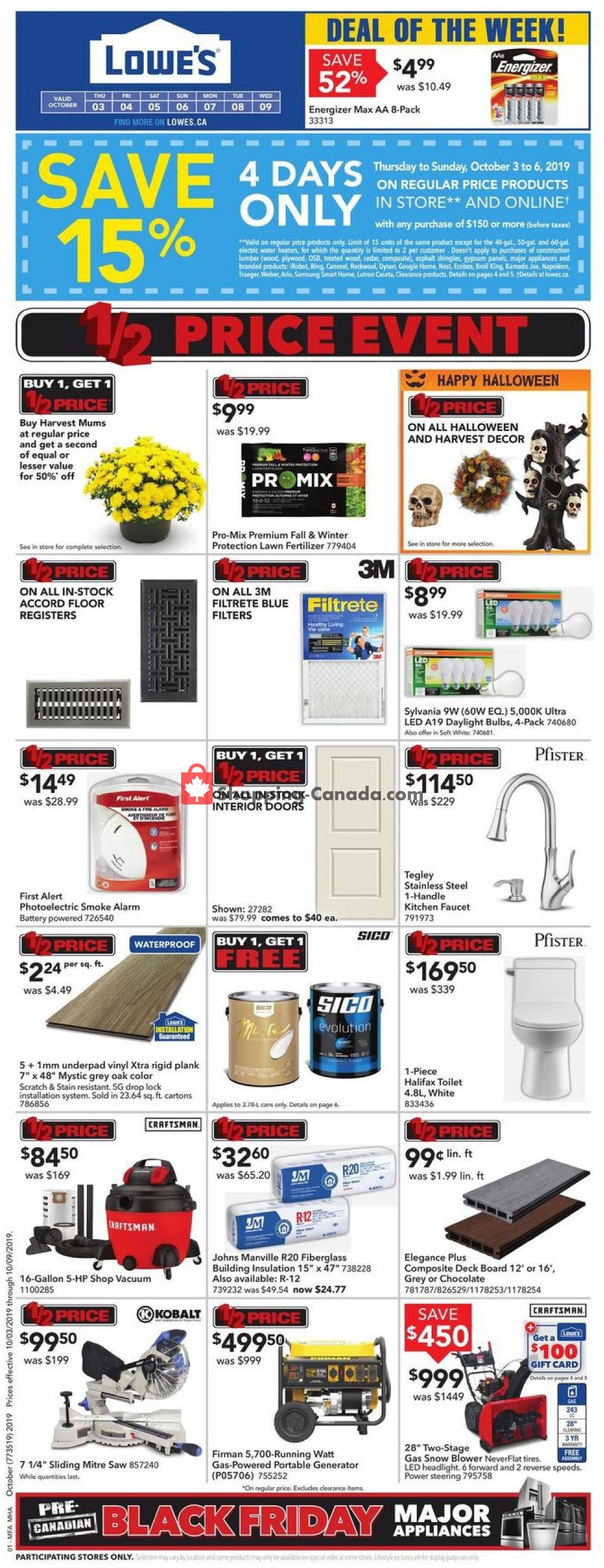 Lowe's flyer from Thursday October 3, 2019 to Wednesday October 9, 2019 - page 1