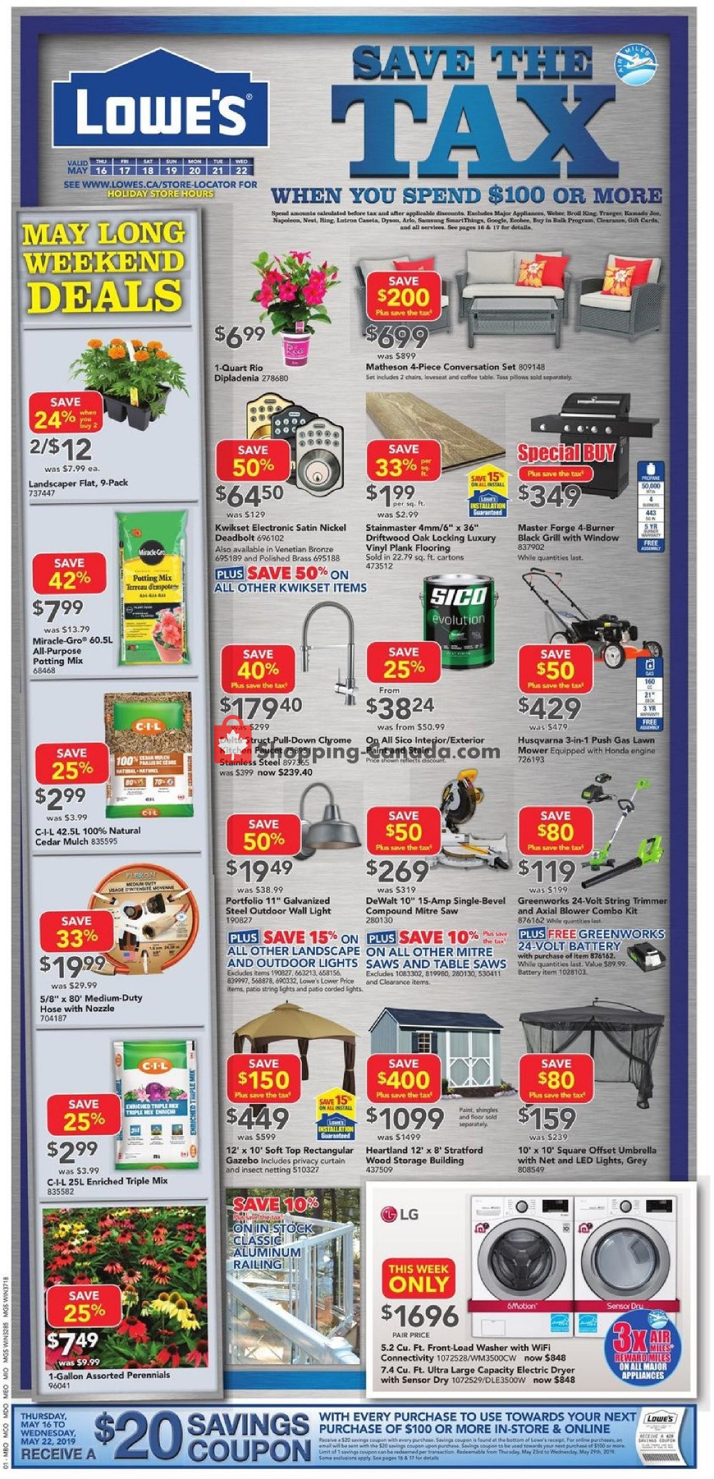 Lowe's flyer from Thursday May 16, 2019 to Wednesday May 22, 2019 - page 1