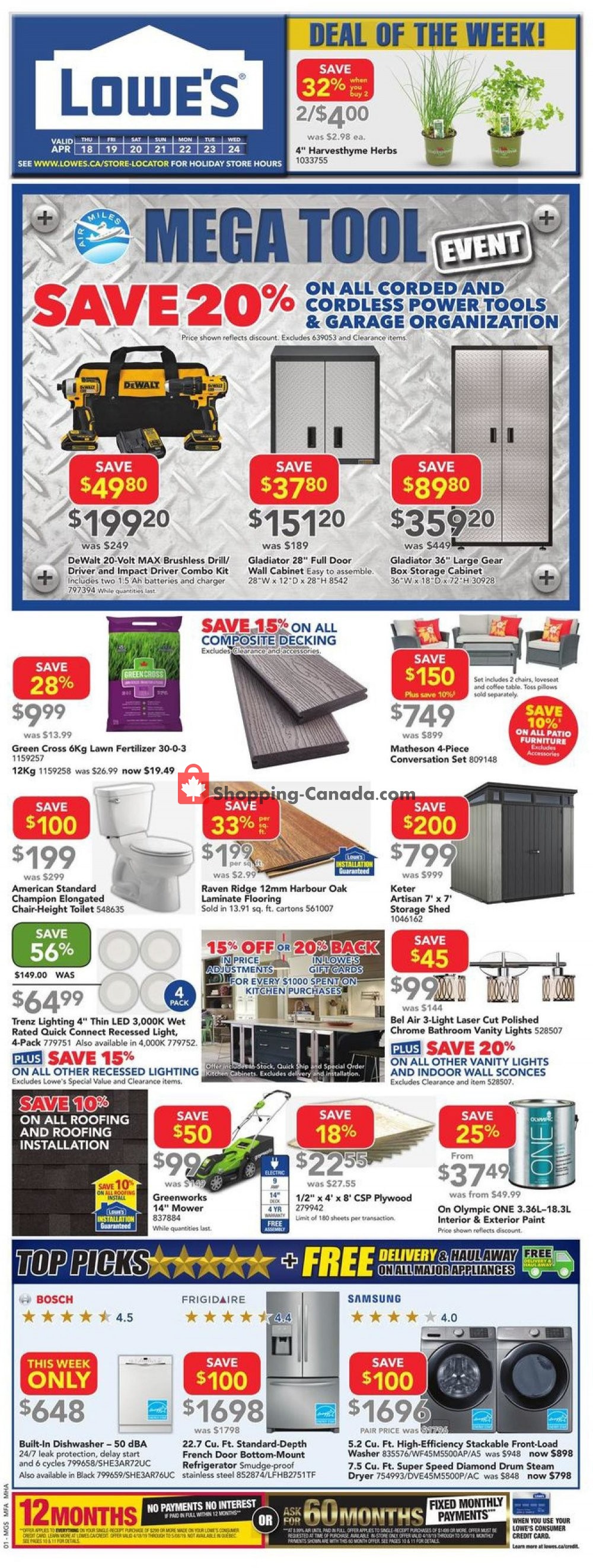 Lowe's flyer from Thursday April 18, 2019 to Wednesday April 24, 2019 - page 1