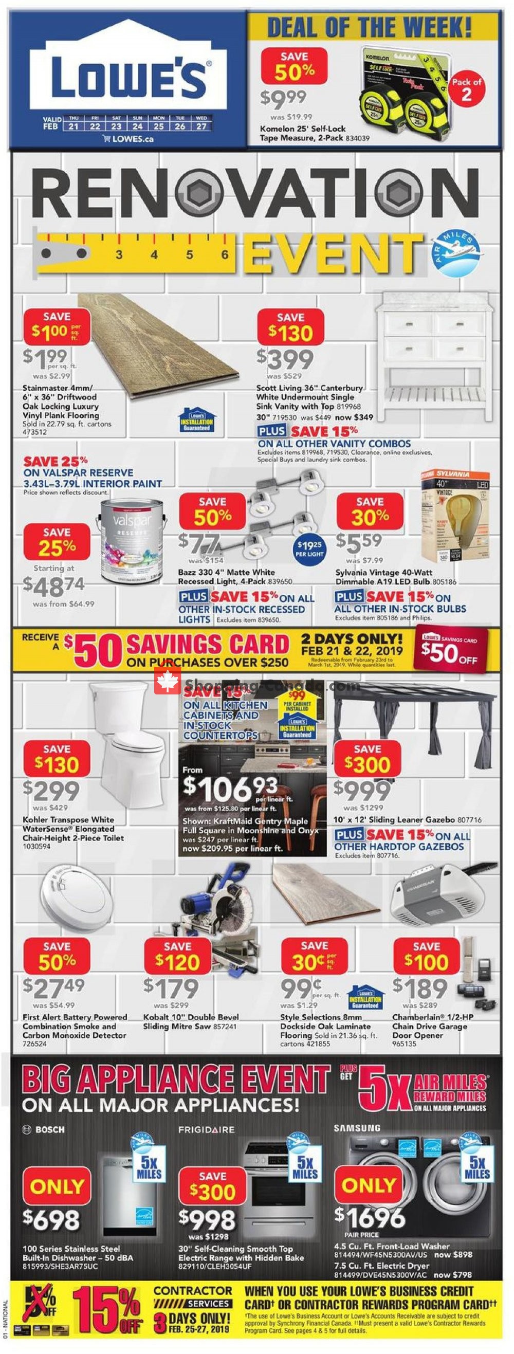 Lowe's flyer from Thursday February 21, 2019 to Wednesday February 27, 2019 - page 1