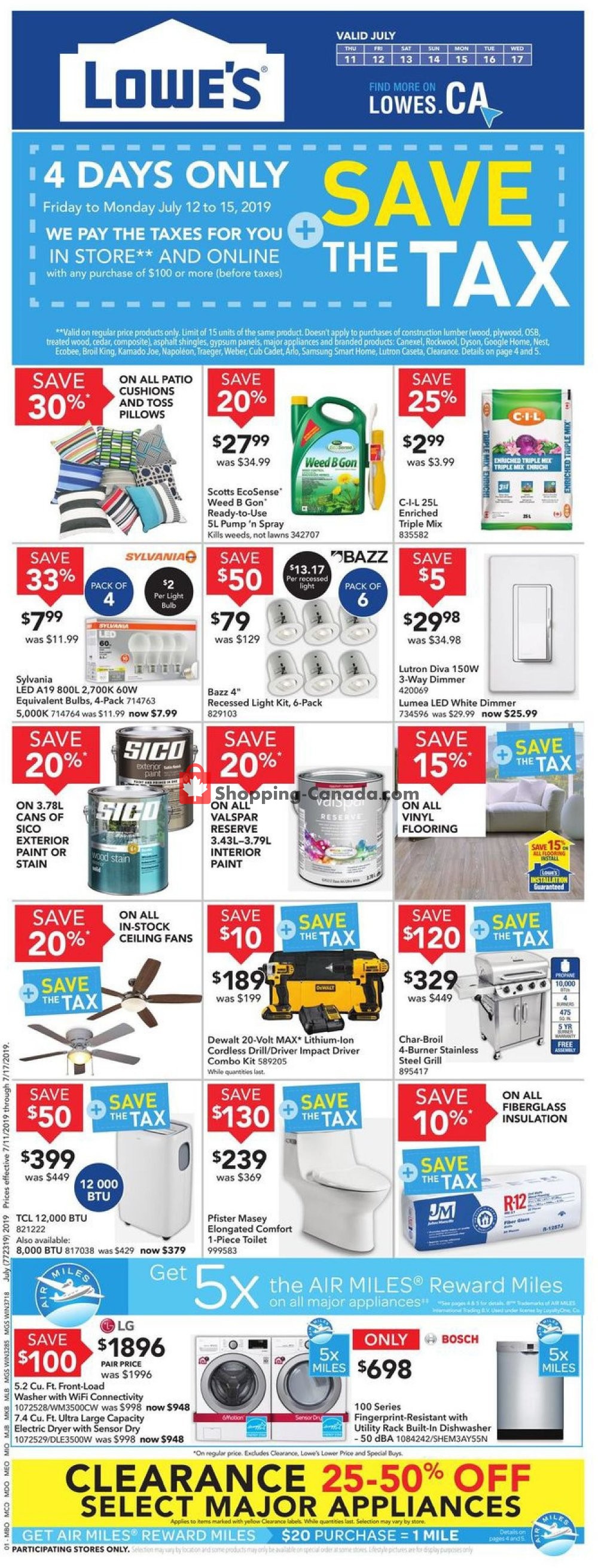 Lowe's flyer from Thursday July 11, 2019 to Wednesday July 17, 2019 - page 1