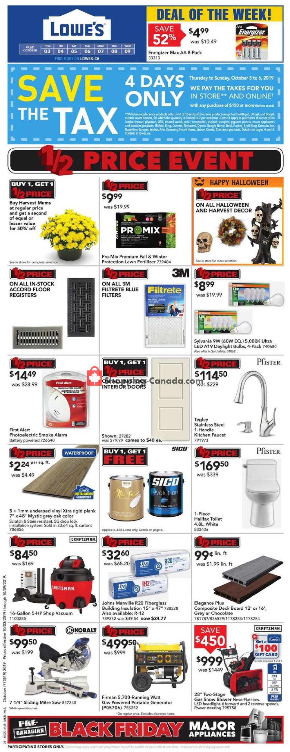 Lowe's flyer from Thursday October 3, 2019 to Wednesday October 9, 2019 - page 1