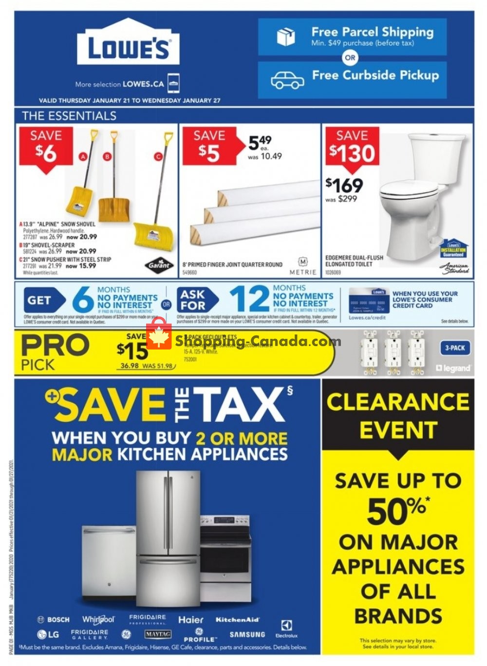 Lowe's Canada, flyer (Special Deals) January 21 January 27, 2021