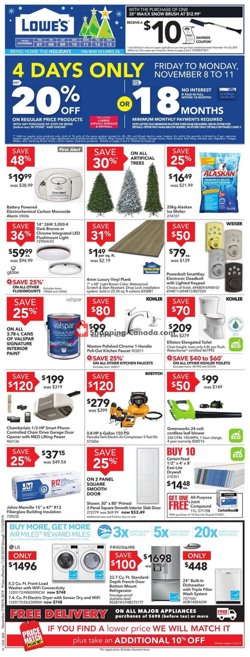 Lowe's flyer from Thursday November 7, 2019 to Wednesday November 13, 2019 - page 1